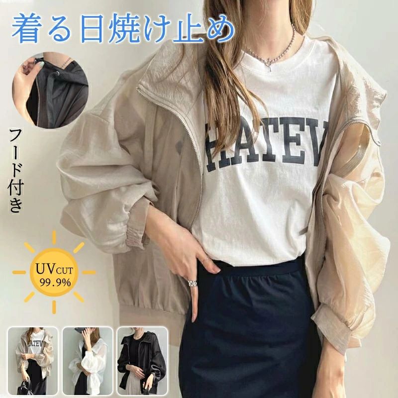 乐天商城 - 【マラソン限定！ポイント倍増！】ラッシュガード レディース 長袖 パーカー 水着 ラッシュパーカー オーバーウェア 大きいサイズ 冷感 フード付き 日焼け対策 UPF50+ UV
