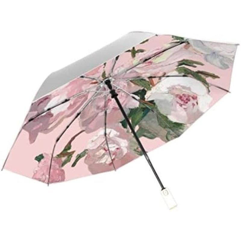 Unisex - レディース長傘通勤通学デイリー用 自動開閉折りたたみ傘 晴雨兼用パラソル高機能 UV カット日焼け止め紫外線保護 コンパクト軽量携帯持ち運び便利 女性向けシンプルお洒落デザイン 雨の日強雨対応晴れの日日差し遮断両方使える万能多機能日傘