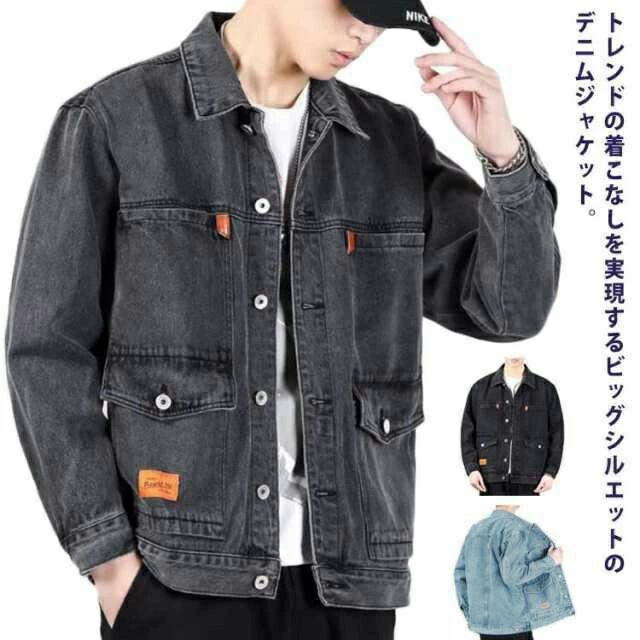 Rakuten - 【マラソン限定】ポイント5倍！デニムジャケット Gジャン メンズ ビッグシルエット ジージャン 送料無料 メンズ デニム ヴィンテージ加工 おしゃれ 大きめ ゆったり ト