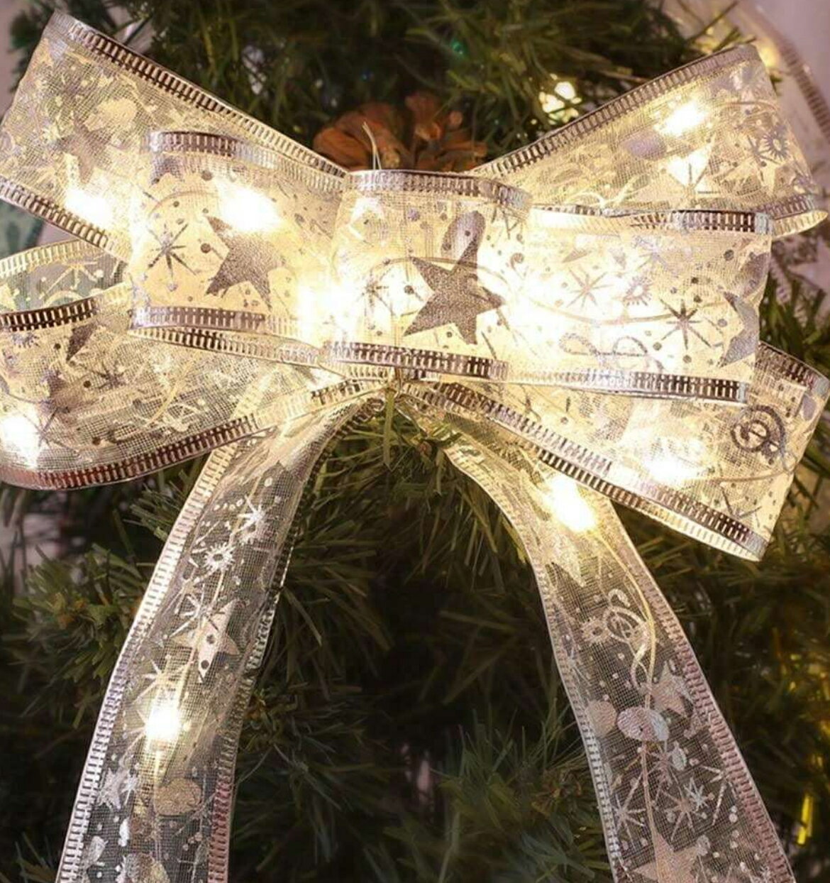 1個 クリスマスツリー飾り物 照明 LEDライト クリスマスリース ゴールド/シルバー クリスマスデコレーションライト 装飾品 掛け飾り 室内外装飾 パーティー イベント 文化祭 イベント クリスマス