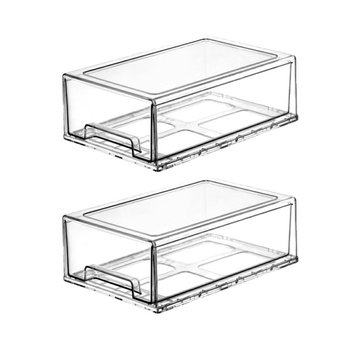 2個入 収納ケース 収納ボックス 透明 プラスチック 引き出し 積み重ね可能 小物収納 机面収纳 化妆品/..