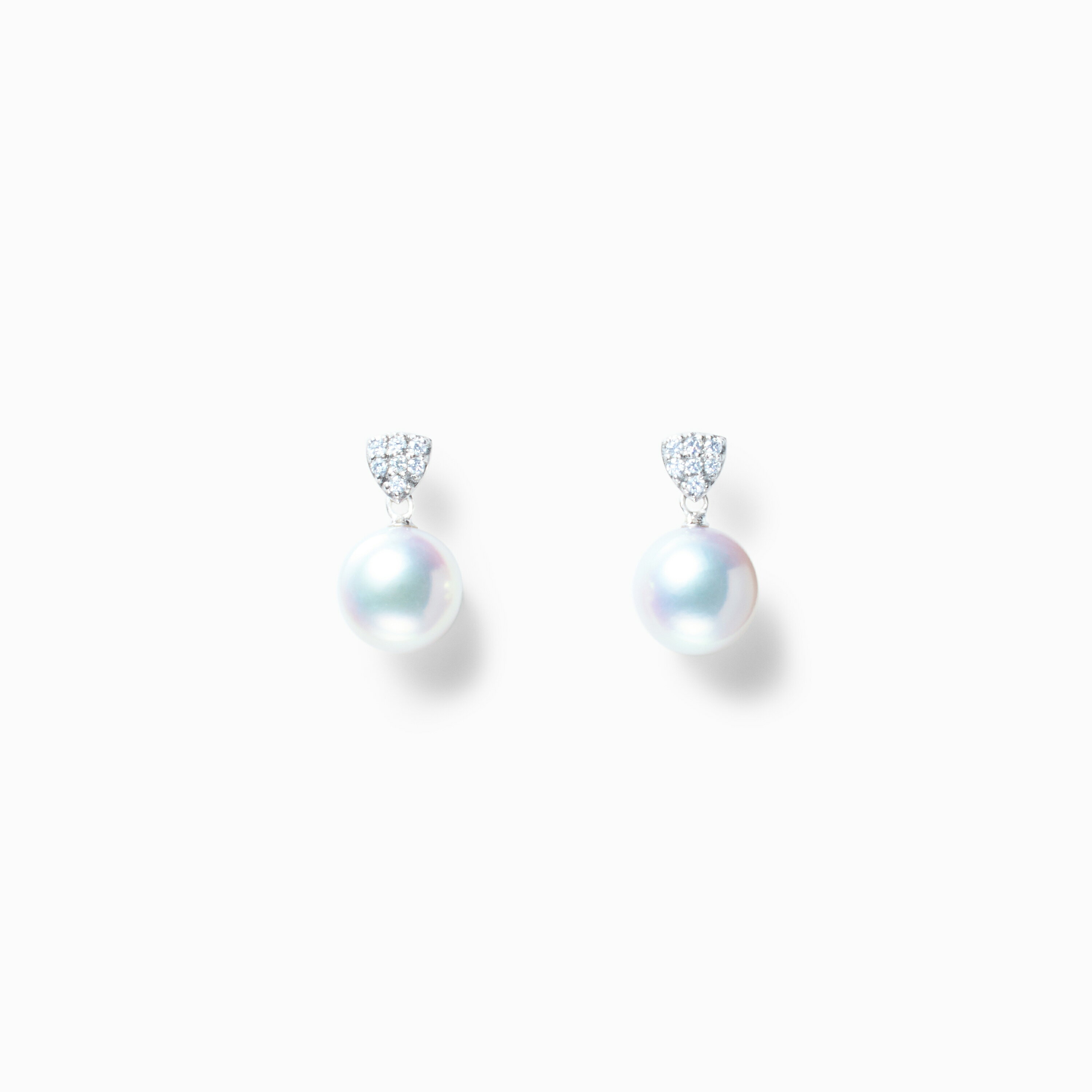 Rakuten - 《真珠大卸からの直販》■テリ評価100点満点・K18WG・0.1ct■越物花珠真珠8.5mmUPピアス[ホワイト系ピンクグリーン] 8.5mmUP【送料無料】