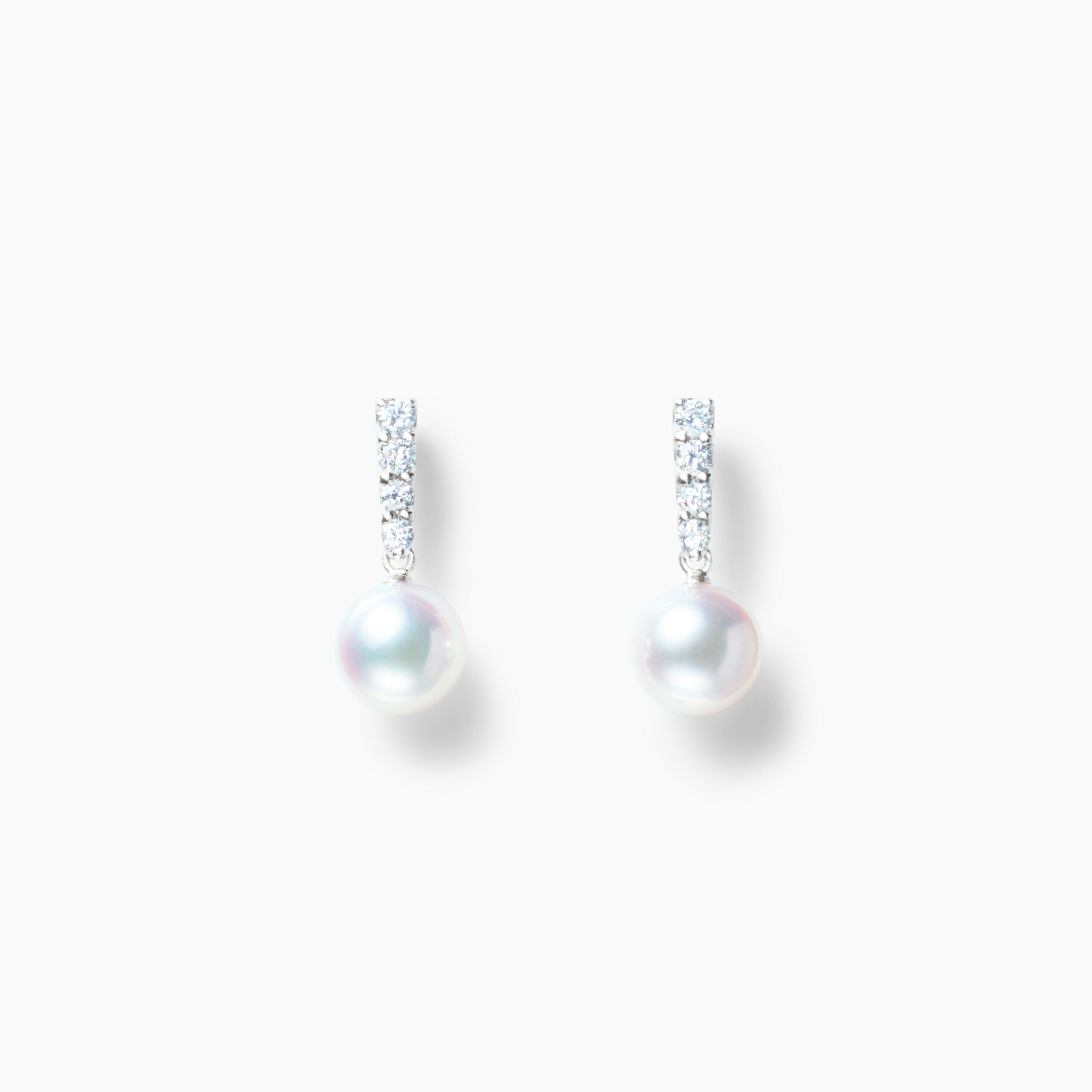 Pearl - 《真珠大卸からの直販》■テリ評価100点満点・K18WG・0.34ct ■越物花珠真珠8.5mmUPピアス[ホワイト系ピンクグリーン] 8.5mmUP【送料無料】
