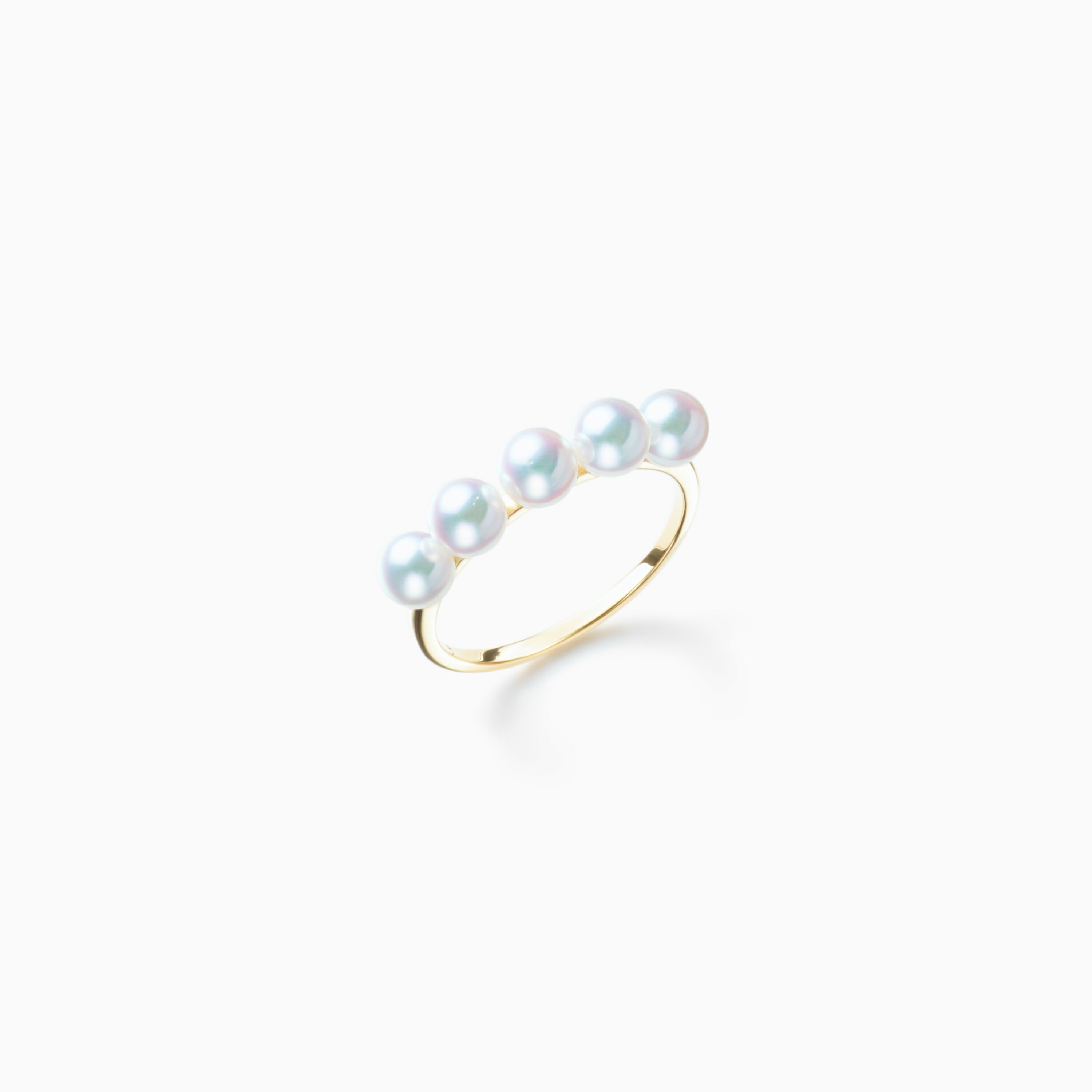 《真珠大卸からの直販》■テリ評価100点満点・最高評価の品質と希少性■K18YG製 無調色花珠ベビーパールリング[純白シルキーホワイト系グリーンピンク] 4.5mmUP【送料無料】