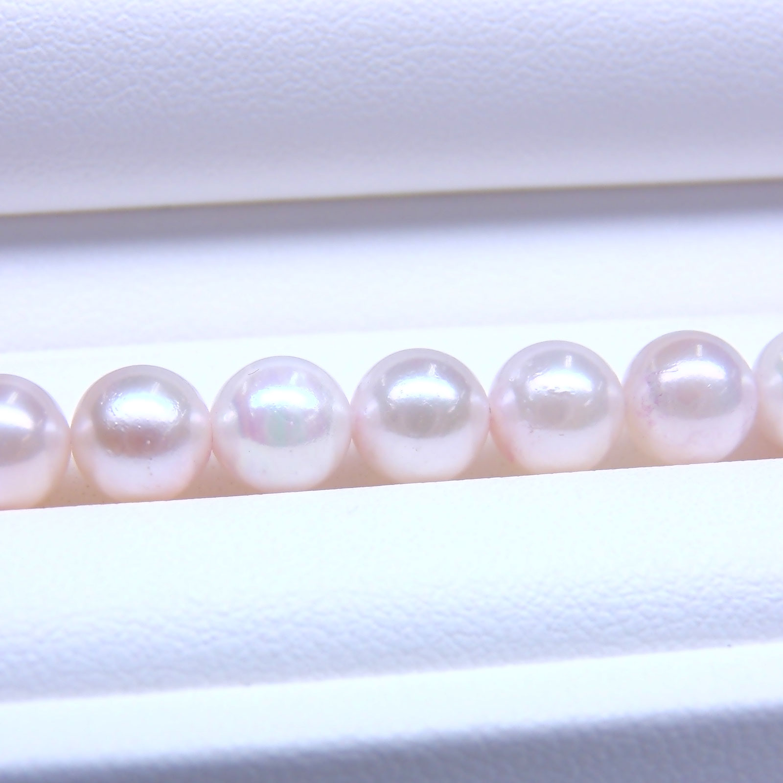《真珠大卸からの直販》■テリ評価60点・控えめなサイズに見劣りしない光沢感■越物アコヤ本真珠ネックレス 6.5-7mm