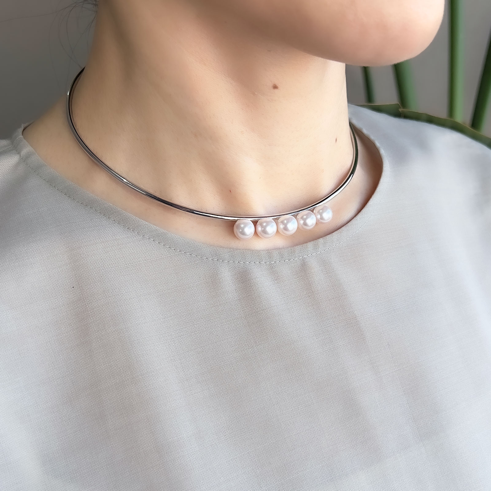 《真珠大卸からの直販》■セレブカジュアルパールチョーカー■越物アコヤ本真珠7.5mmUP・SV925製[ホワイト系グリーンピンク] 7.5mmUP【送料無料】