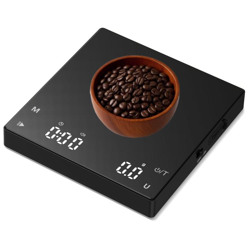 コーヒースケール Diyife カリタ ブリュースケール 、USB充電式-2KG/0.1g 小型デジタルはかり、高精度タイマー付き、自動風袋付きエスプレッソスケール、タッチセンサー、シリコンカバー、6単