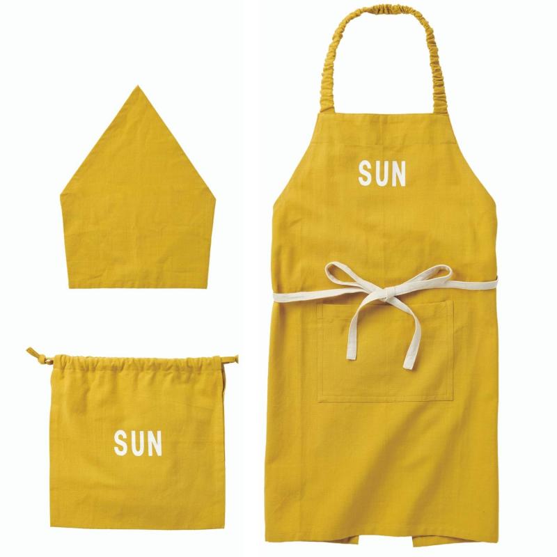 [SSY] 子供エプロン 5年生 6年生 三角巾 収納袋 3点セット 家庭科 給食 こども ジュニア キッズ 首掛け