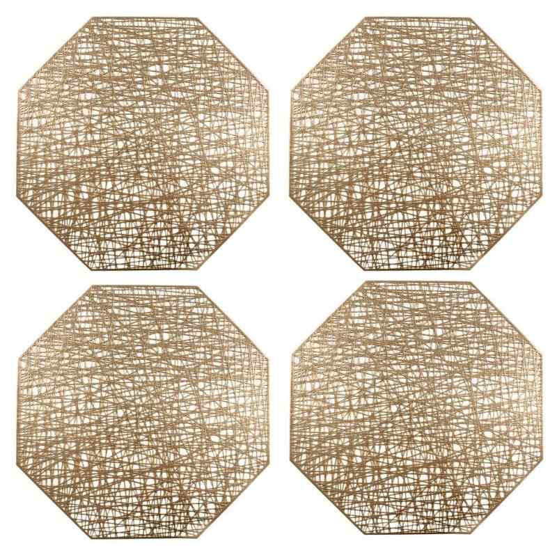 [4枚セット] ランチョンマット PVC 材質 防汚 断熱 耐熱 水洗い 滑り止め 北欧風 オクタゴン 38*38 プレースマット