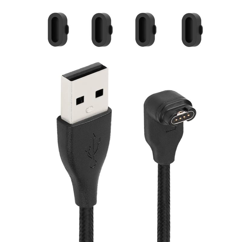 Raonlla ガーミン用充電ケーブル L字型 1本 + 防塵プラグ カバー 4個 ナイロン編み