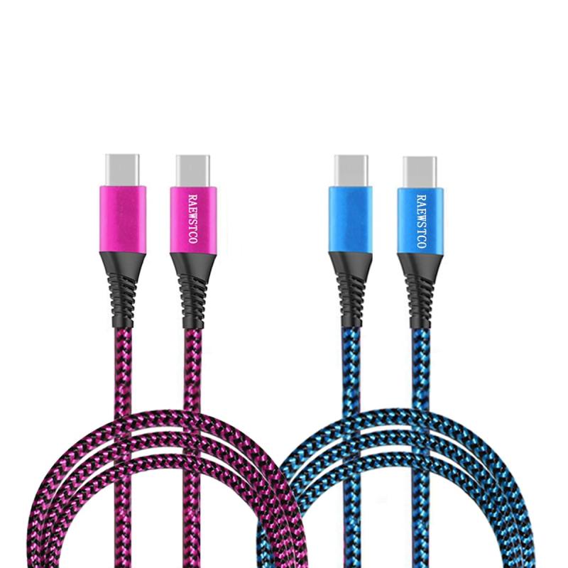 [2パック] C to C ケーブルPD対応 60W/3A 超急速充電 USB C to C ナイロン編み 断線防止 スマートフォン、Bluetoothヘッドセット、タブレットPC、コンピューターなどUSB-C各種対応