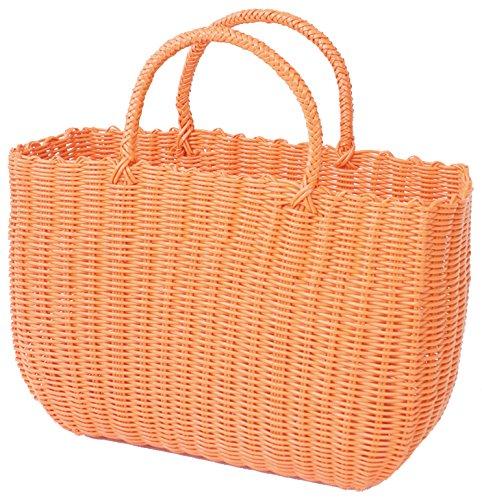 村田屋 カゴバッグ ビニール製 P.Pジャンボバッグ オレンジ 約44×16×32cm(持ち手まで約48cm) 9940