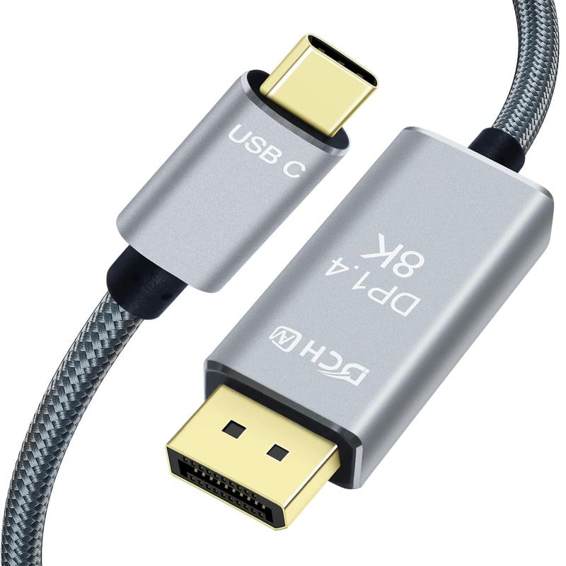 DCHAV 8K USB C DisplayPort ケーブル USB 3.1 Type-C DP 1.4 変換 USB タイプC ディスプレイポート ケーブル 8K 60Hz 4K 144Hz 4K 120Hz 2K 165Hz Thunderbolt
