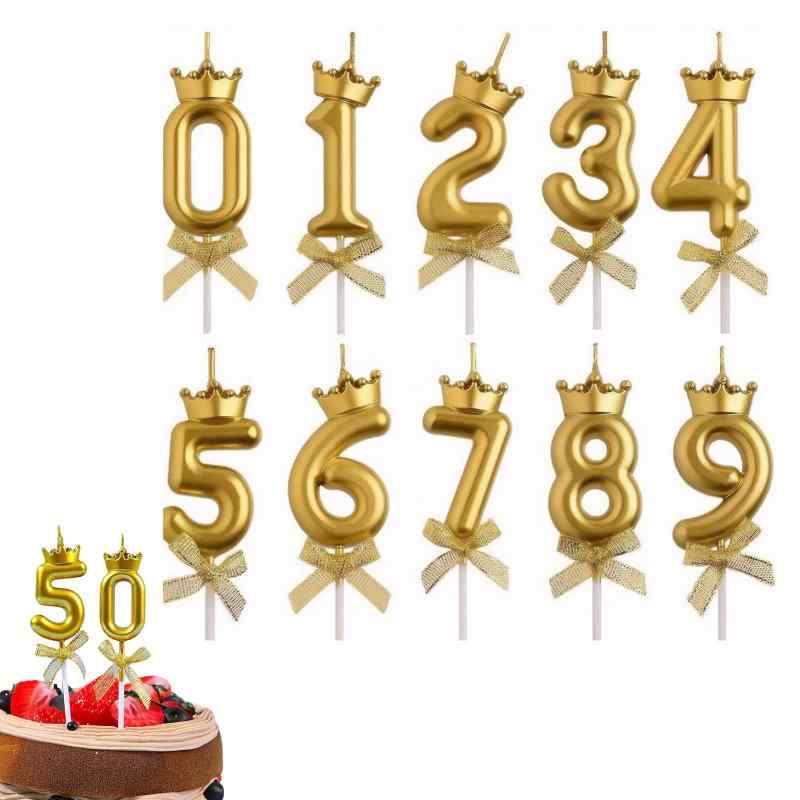 BLOOPIC バースデーキャンドル（10個パック）結婚式の装飾、記念日の誕生日ケーキのキャンドル番号、あらゆる年齢層に適しています