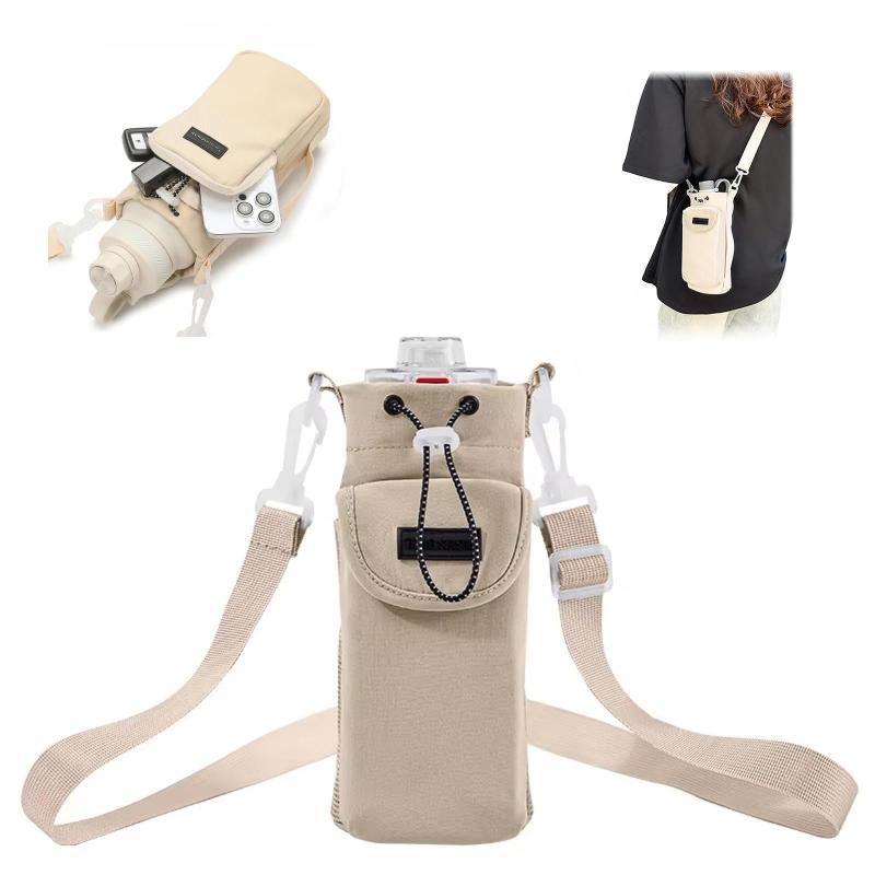 水筒ケース ボトルホルダー 500ml用 ショルダー アウトドア 手提げ 斜めかけ ナイロン防水 水筒ホルダー ペットボトル ほるだー ボトル用 ドローストリング多機能 大容量 学校 スポーツ 旅行