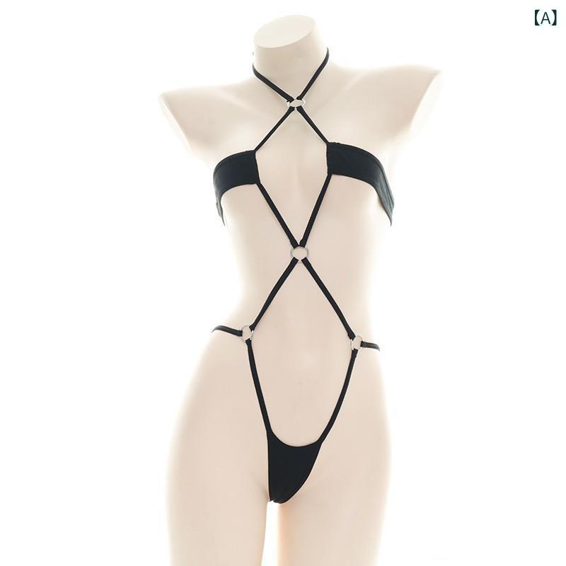 セクシーランジェリー ボンデージ ワンピースビキニ 透けレース ボディフィット 3点セット 女性用 ベッドルームウェア 伸縮素材 かわいい ピンク系 カラー ベビードール ネグリジェ