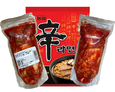 韓国食品辛国のキムチ物語 (クール便送料無料)コマキムチ2個+辛ラーメン1個セット(食べきるサイズ)