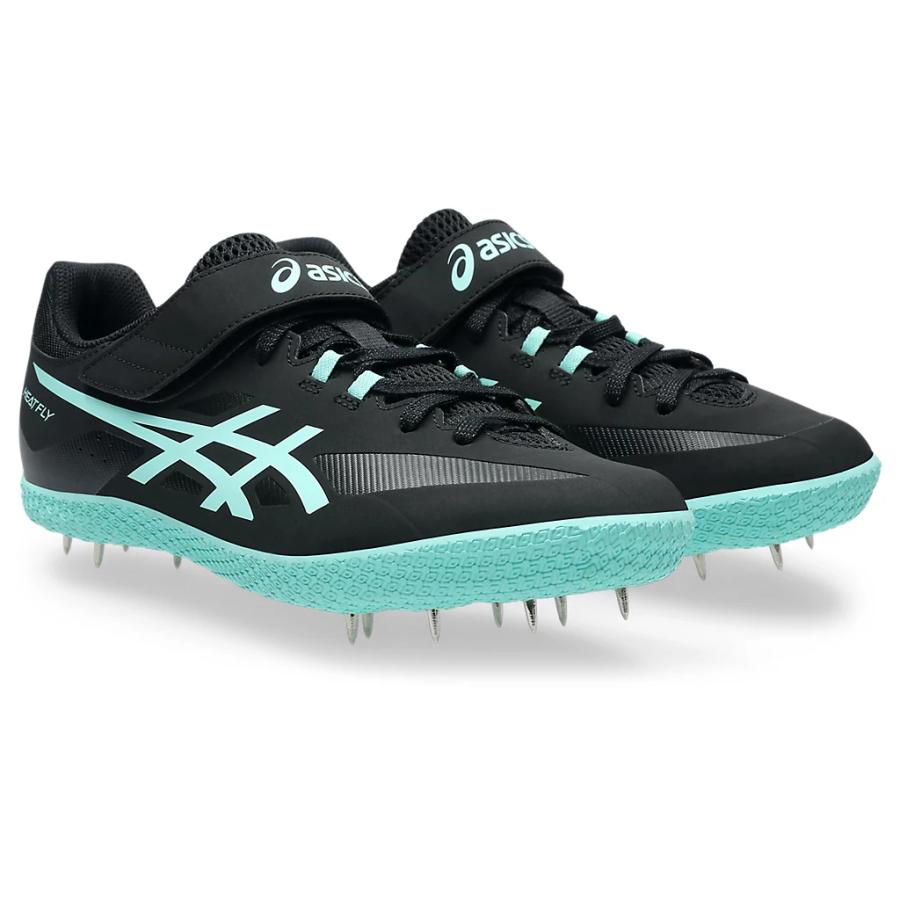 アシックス ヒートフライ 2 HEAT FLY 2 ユニセックス 男女兼用 陸上スパイク 1093A249-001 Black/Illuminate Mint スタンダードフィット 槍投げ 走高跳 陸上競技 オールウェザー/土助走路兼用