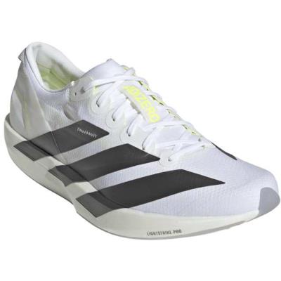 アディダス アディゼロ ジャパン 9 / ADIZERO JAPAN 9 メンズ ランニングシューズ KH8894 Cloud White / Iron Metallic / Solar Yellow レギュラーフィット 軽量 薄底 レーシングシューズ スピード重視 トレーニングラン 陸上競技 部活 快適性 高反発 薄底&高反発で​感覚を研ぎ澄ます​ランニングシューズ​。 商品情報■品番：KH8894■品名：ADIZERO JAPAN 9■カラー：Cloud White / Iron Metallic / Solar Yellow■生産国：ベトナム■幅/ラスト：レギュラーフィットシューレースクロージャーテキスタイルと合成ストレッチメッシュのアッパーテキスタイルライニングLightstrikeProクッショニングContinental™ラバーを採用したLIGHTTRAXION（ライトトラクション）アウトソール再生素材を20%以上使用ミッドソールドロップ：7 mm（ヒール27 mm / 前足部20 mm）平均重量：176 g（27 cm片足）薄底&高反発で​感覚を研ぎ澄ます​ランニングシューズ​。ゴールまでの距離は21キロ。このアディダスのランニングシューズで、記録を出そう。フルレングスのLightstrikeProミッドソールを搭載した、速さを重視した軽量シューズ。トレーニングランにも、レース当日の走りにも対応できる。ミッドソールに埋め込んだ小さな剛性エレメントが、着地から蹴り出しまでの素早い重心移動をサポートし、快適な履き心地のストレッチメッシュアッパーを搭載したモデル。ハイブリッドトレーニングに対応し、幅広いシーンで活躍するアイテム。※お使いのモニターの発色により実際の商品カラーと異なる場合があります。※ネットショップの在庫は実店舗と共有しております。店頭在庫完売の場合はただちにネットショップの在庫を消し込みしておりますが、手作業のため、ご注文のタイミングによりご注文をキャンセルさせていただく場合もございます。誠に恐れ入りますが、あらかじめご了承お願いいたします。 5