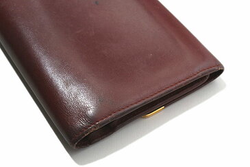 Cartier カルティエ 本革 カーフレザー 三つ折り 財布 がま口 サイフ ウォレット ボルドー/◆☆ レディース 【中古】【ベクトル 古着】 180905 ベクトル 新都リユース