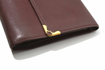 Cartier カルティエ 本革 カーフレザー 三つ折り 財布 がま口 サイフ ウォレット ボルドー/◆☆ レディース 【中古】【ベクトル 古着】 180905 ベクトル 新都リユース