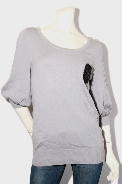 【中古】DOUBLE STANDARD CLOTHING ダブルスタンダードクロージング ダブスタ エンブレム ワッペン ボリュームスリーブ ニット トップス F GREY グレー 2912013/◆☆ レディース 【ベクトル 古着】 220320