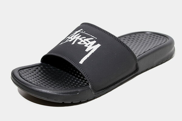 【中古】24cm Stussy × Nike ステューシー ナイキ Benassi Slide Off Noir ベナッシ スライド オフノアール サンダル US7 BLACK ブラック CW2787-001 /◆ メンズ 【ベクトル 古着】 240509