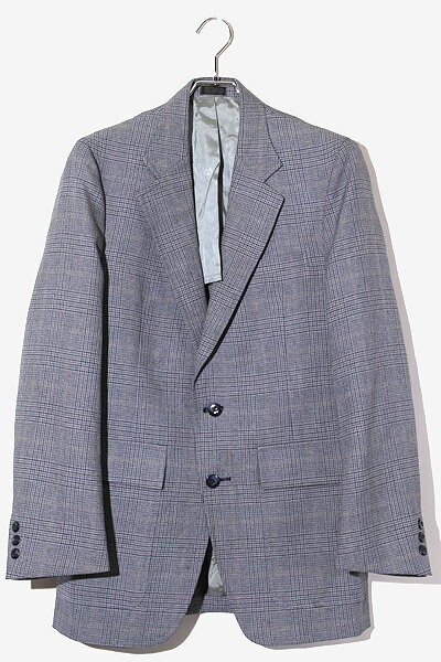 【中古】B&L ビーアンドエル 開き見せ ノッチドラペル シングル 2B センターベント チェック テーラードジャケット GRAY グレー /◆ メンズ 【ベクトル 古着】 241005