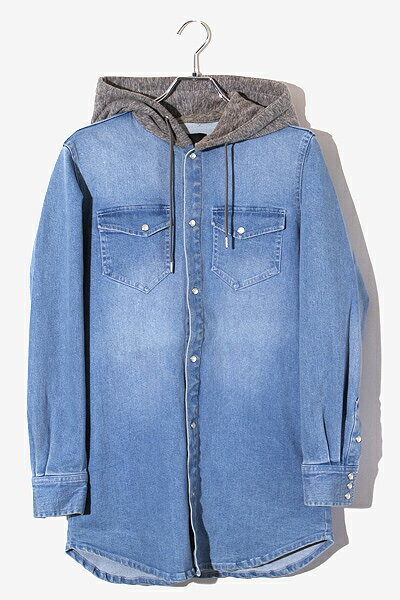 【中古】CAMBIO カンビオ Stretch Hooded Denim Shirts ストレッチ フーデッド デニムシャツ S LIGHT INDIGO ライトインディゴ CMB-71W006 /◆ メンズ 【ベクトル 古着】 250110