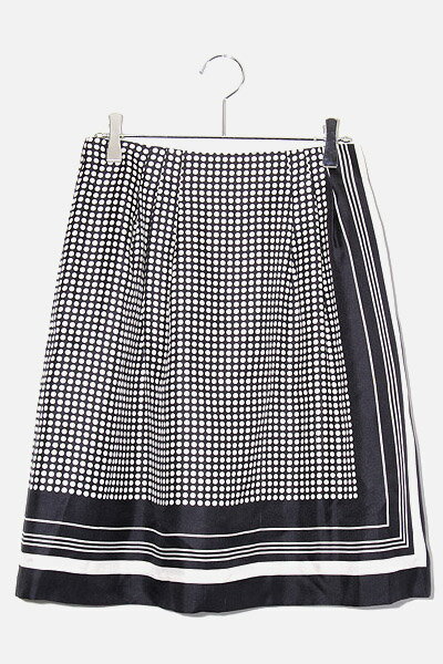 【中古】BALLSEY ボールジー トゥモローランド シルク100% ひざ丈 ドット スカート 38 BLACK WHITE ブラック ホワイト 11-05-25-05301 /◆☆ レディース 【ベクトル 古着】 250113
