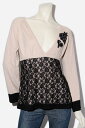 【中古】Chesty チェスティ アンゴラ混 レースコンビ Vネック ニットセーター F BEIGE ベージュ 3A131 /◆☆ レディース 【ベクトル 古着】 250210(4)