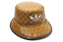 【中古】58cm GUCCI × adidas グッチ アディダス GGクリスタル トレフォイル バケットハット M BROWN ブラウン 696484 イタリア製 /● メンズ 【ベクトル 古着】 250518(4)
