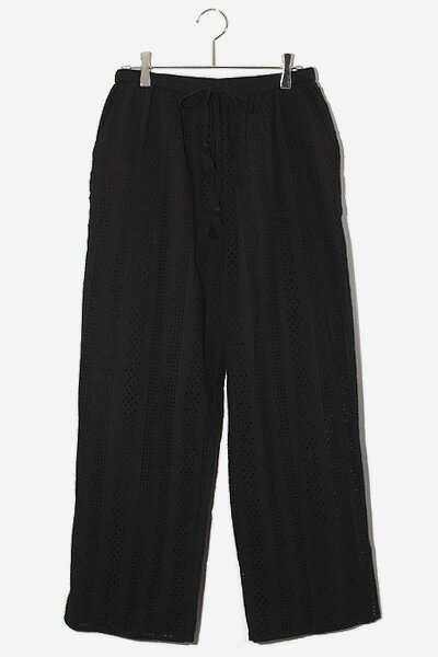 【中古】FANAKA ファナカ カットワークレース ワイド イージーパンツ F BLACK ブラック 221-2953 /◆☆ レディース 【ベクトル 古着】 250529