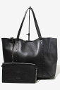 【中古】FURLA フルラ Elle Rock ミニポーチ付き スタッズ レザー トートバッグ BLACK ブラック 225772 /◆☆ レディース 【ベクトル 古着】 250810