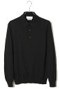 【中古】TOMORROWLAND tricot トゥモローランド トリコ シルク コットン ニット 長袖ポロシャツ M BLACK ブラック 63-02-41-02006 /◆ メンズ 【ベクトル 古着】 250827