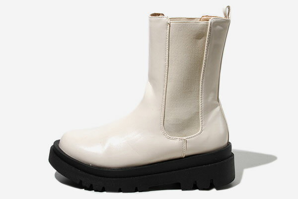 【中古】23.0cm〜23.5cm casita カシータ フェイクレザー サイドゴア ブーツ M OFF WHITE オフホワイト /◆☆ レディース 【ベクトル 古着】 251116