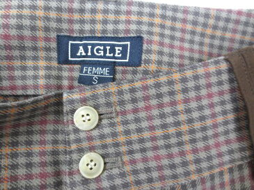 エーグル AIGLE コットン チェック クロップドパンツ S ブラウン 春秋 レディース 【中古】【ベクトル 古着】 181017 ベクトル 新都リユース