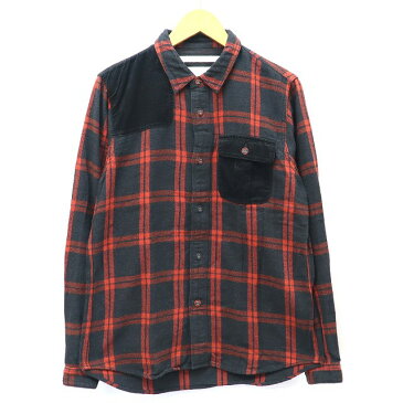 【中古】ホワイトマウンテニアリング White Mountaineering HERRINGBONE CHECK HUNTING SHIRT ヘリンボーン チェック ハンティング シャツ 長袖 1 BLACK / RED 黒 赤 WM1773110 メンズ 【ベクトル 古着】 220826