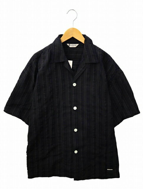 šۥƥ COOTIE 2023SS STRIPE SUCKER CLOTH OPEN COLLAR S/S SHIRT ȥ饤 å  ץ󥫥顼 硼ȥ꡼  L BLACK(֥å)  ڥ٥ȥ  240520