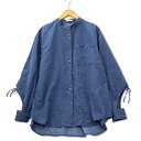 【中古】アースミュージック&エコロジー EARTH MUSIC & ECOLOGY バンドカラー デザインスリーブ シャツ ネイビー レディース 【ベクトル 古着】 241025(4)