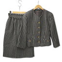 【中古】オックスフォード OXFORD ギンガムチェック ツイード スカートスーツ 上下セット ブラック レディース 【ベクトル 古着】 241118