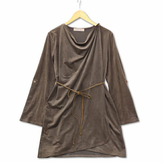 【中古】コカ Coca フェイクスエード ドレープ チュニック プルオーバー ダークカーキ 2 (M) レディース 【ベクトル 古着】 241219