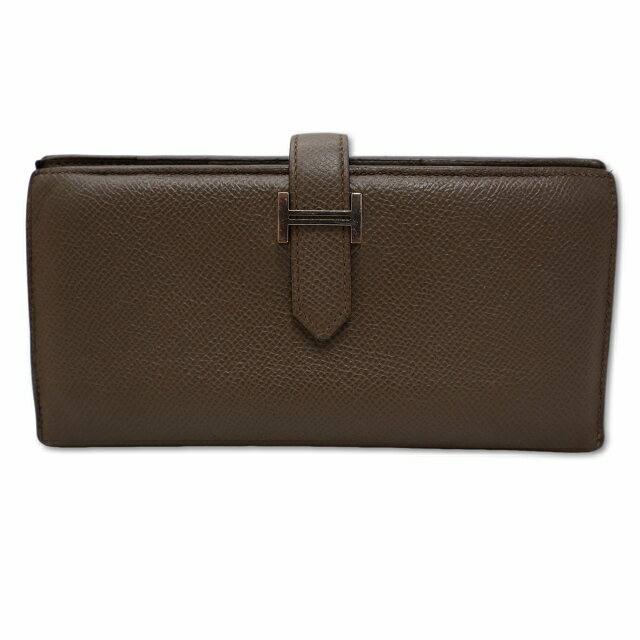 【中古】エルメス HERMES H039785CK8F ヴォーエプソン ベアン・スフレ 二つ折り 長財布 ウォレット C刻印 ETOUPE(エトゥープ) レディース 【ベクトル 古着】 241224