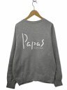 【中古】パパス Papas アップリケ バックプリント スウェット カーディガン L GRAY(グレー) メンズ 【ベクトル 古着】 250301