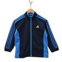【中古】アディダス adidas 3ストライプス ライン ジップアップ ジャージ トラックジャケット ネイビー キッズ 【ベクトル 古着】 250307