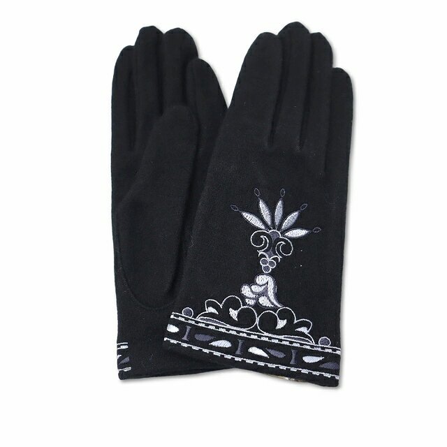 【中古】未使用品 GRES デザイン刺繍 カシミヤ 手袋 ブラック レディース 【ベクトル 古着】 250319