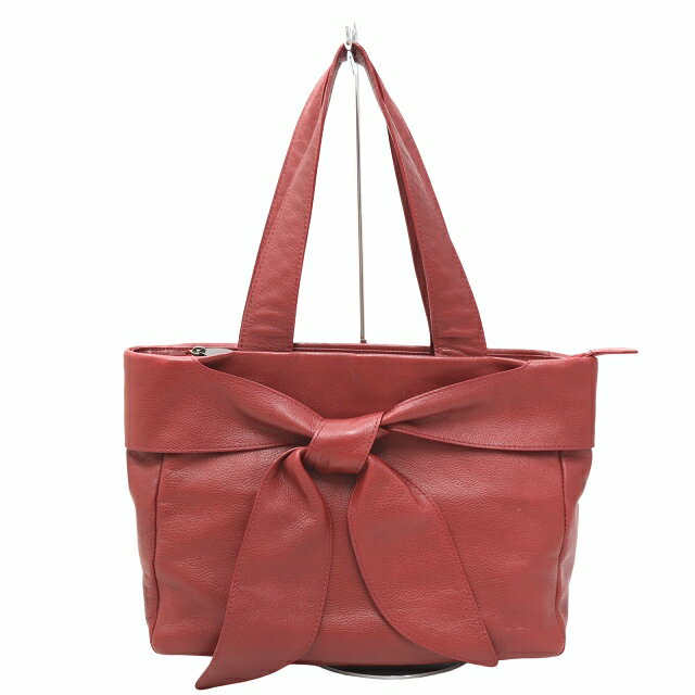【中古】シビラ SYBILLA シボ革 リボン レザートートバッグ O RED レッド レディース 【ベクトル 古着】 250404