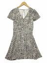 【中古】スパイラルガール SPIRALGIRL インナーパンツ付き Vネック フレンチスリーブ 総柄 ミニワンピース 1 LIGHTBEIGE/BLACK(ライトベージュ/ブラック) 春夏 レディース 【ベクトル 古着】 250406|詳細画像