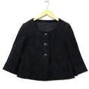 【中古】ストロベリーフィールズ STRAWBERRY-FIELDS ウール ブレンド ノーカラー ジャケット ブラック レディース 【ベクトル 古着】 250409(4)