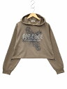 【中古】PALEMO STORE パレモストア ラインストーン プリント クロップド丈 パーカー L BROWN(ブラウン) 春秋 【ベクトル 古着】 250417